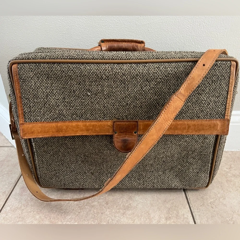 Vintage Hartmann Tweed Leather Suitcase